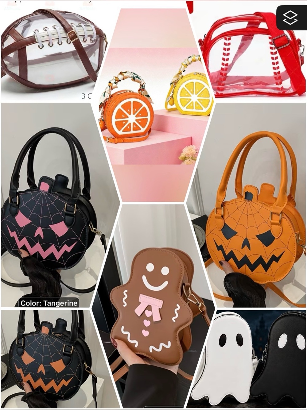 P1– 👻🏈🎃⚾️🍋 UNIQUELY SHAPED 3-D PURSES WITH MATCHING EARRINGS 🥰
